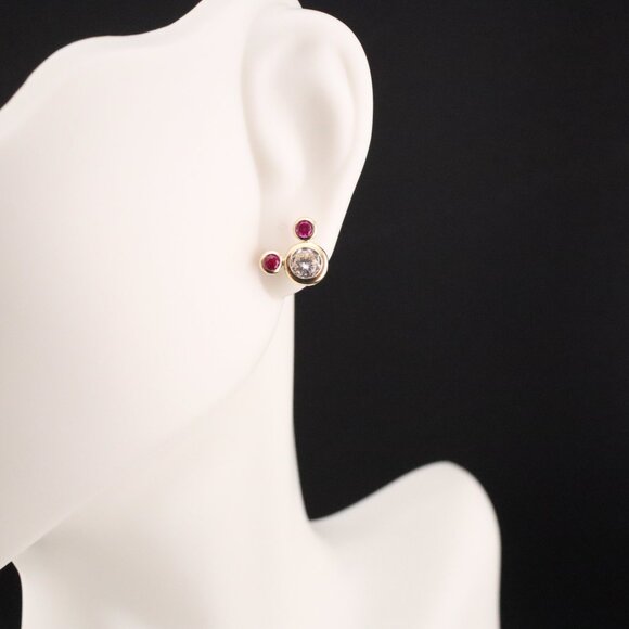 Women's 14k Gold Hot Pink Mickey Mouse Stud Earrings Adorable Jewelry ** - Picture 6 of 12